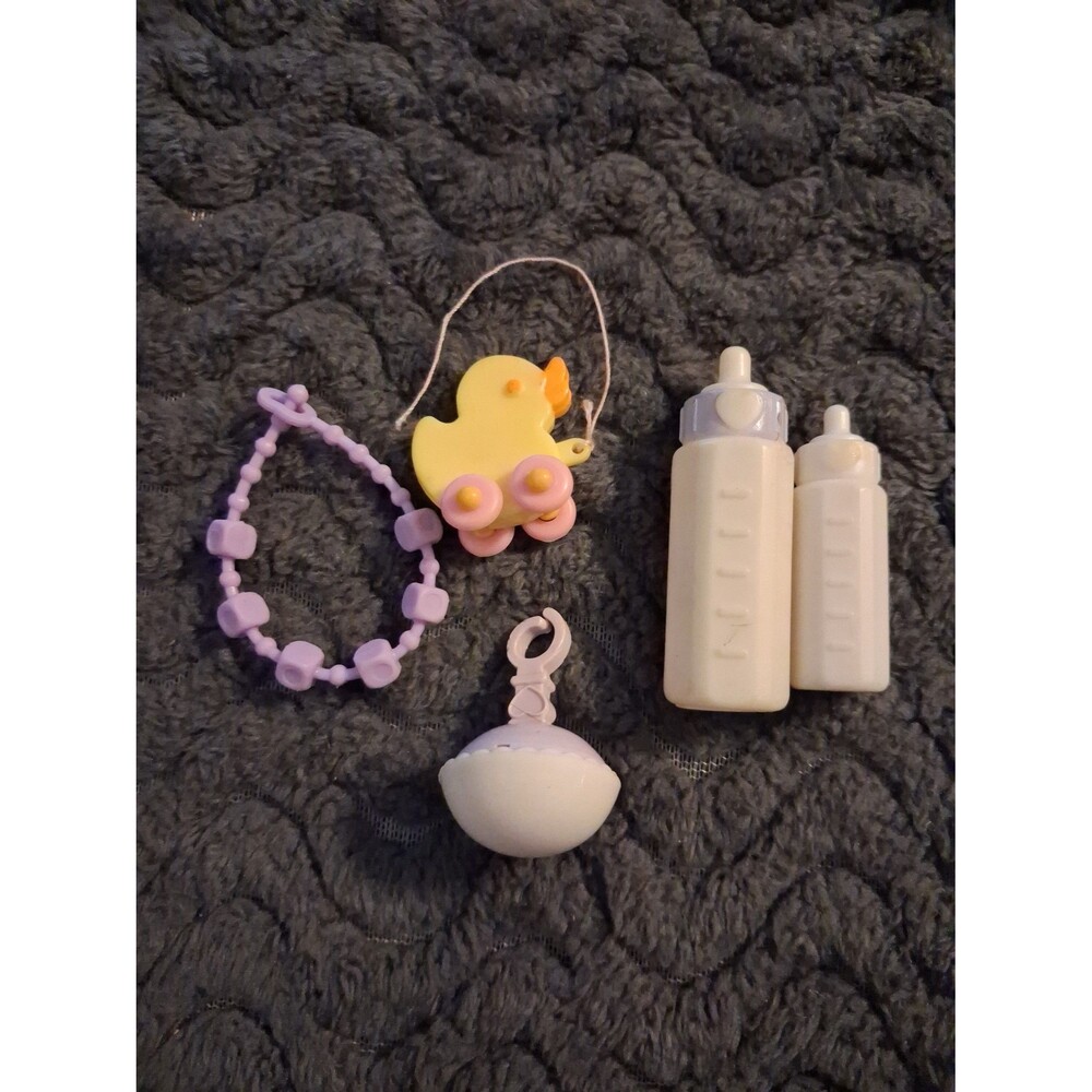 Vintage My Little Pony Baby Accessory lot Necklace Bottle Duck Pull Rattle
